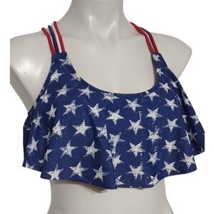 3/$20 American Flag Strappy Flounce Swimsuit Top Size  Large